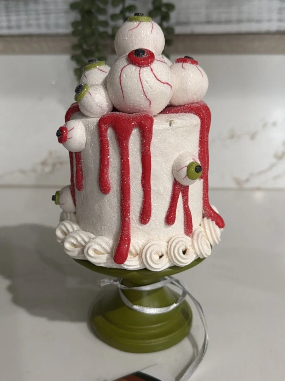 Sweet Treats Glittered Mini Spooky EYEBALL Cake on Stand Halloween Decor